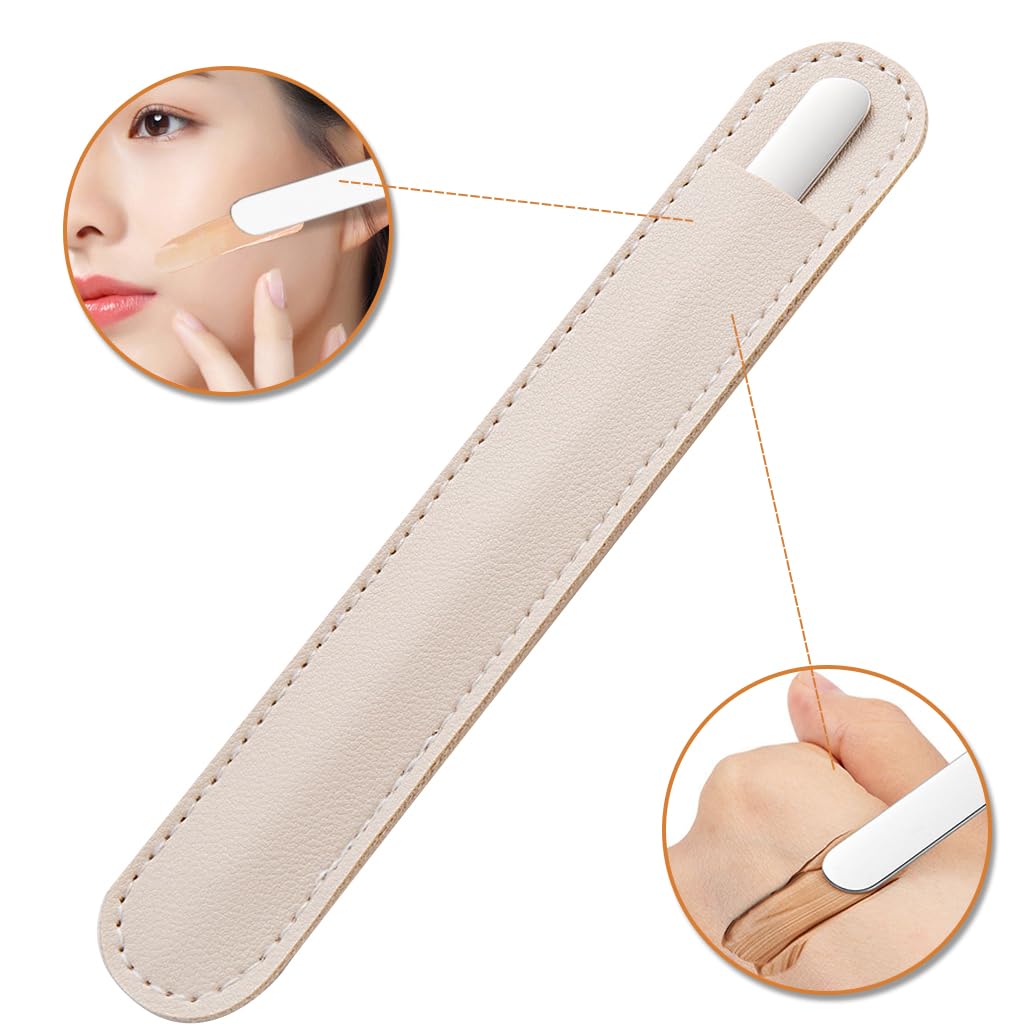 MAYCREATE Makeup Spatula & Palette Set, Stainless Steel Spatula and Clear Acrylic Foundation Palette Combo, Beauty Cosmetic Makeup Tool, Spatula with Protective PU Sleeve MAYCREATE Makeup Spatula & Palette Set, Stainless Steel Spatula and Clear Acrylic Foundation Palette Combo, Beauty Cosmetic Makeup Tool, Spatula with Protective PU Sleeve